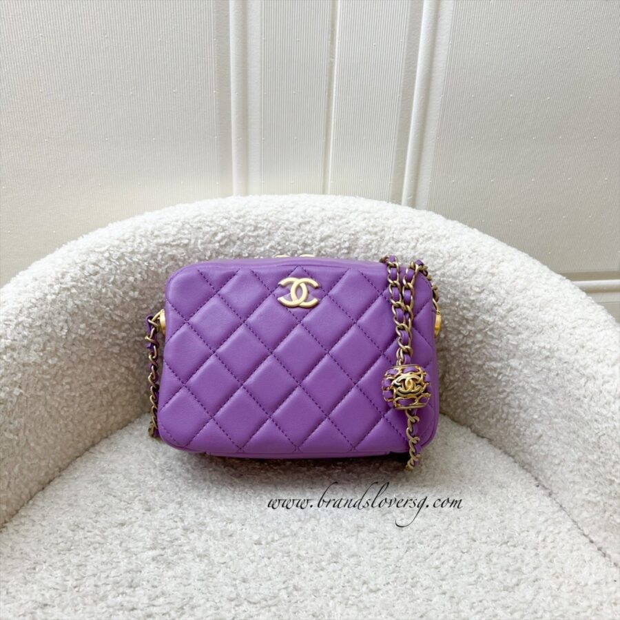 Chanel 22S Pearl Crush Camera Bag in Purple Lambskin AGHW (Model: ) | Studio Nafay