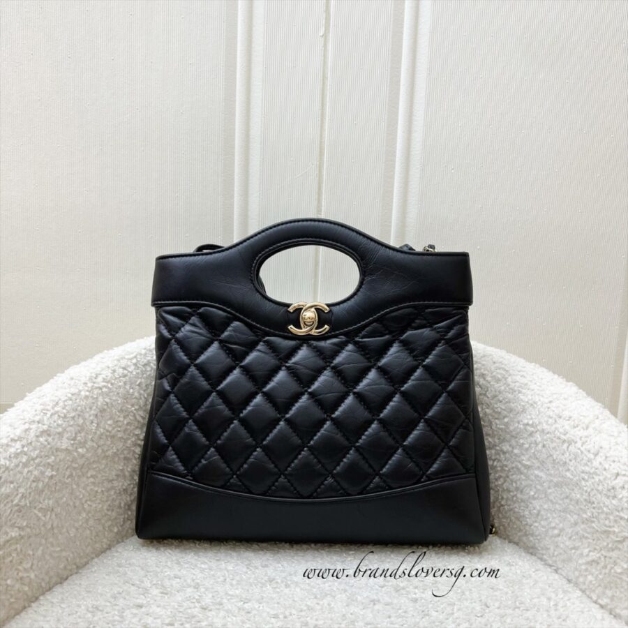Chanel 31 Small / Mini Shopping Bag in 23A Black Matte Calfskin and LGHW | Studio Nafay