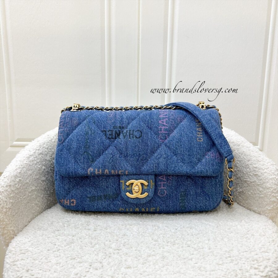 Chanel 22P Mood Medium Flap Bag in Blue Printed and AGHW | Studio Nafay