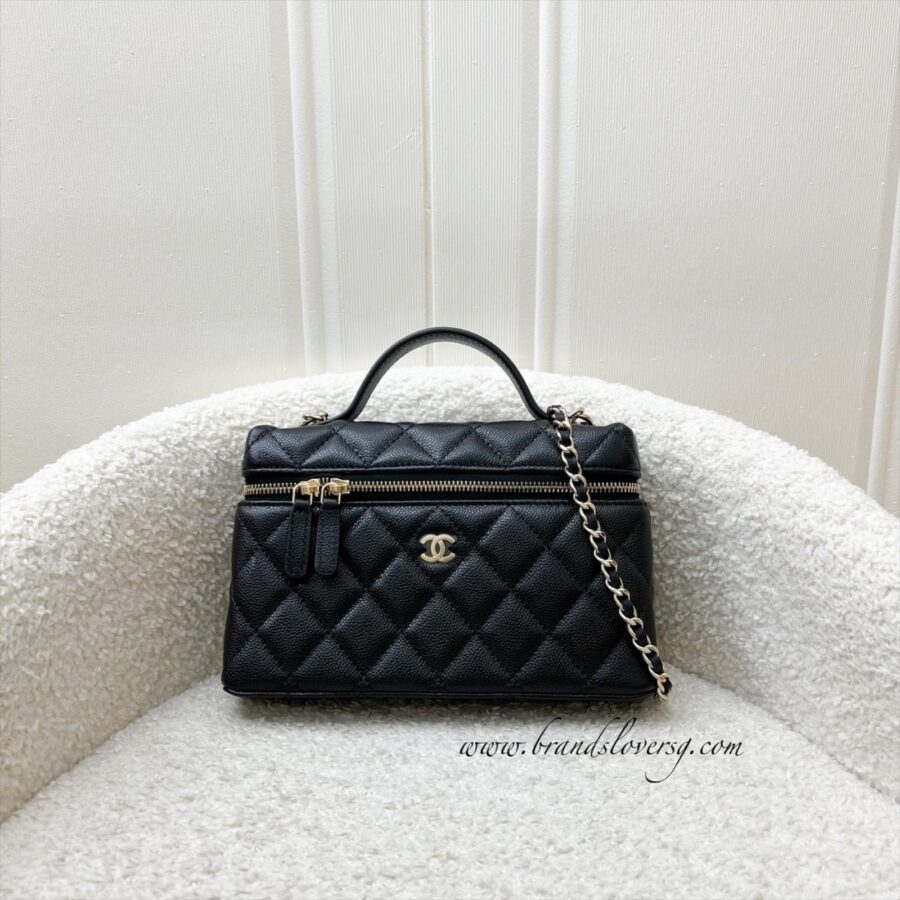 [Brand New Aug ] Chanel 25B Vanity / Clutch with Chain (LP Style Bag) in Black Caviar and LGHW | Studio Nafay