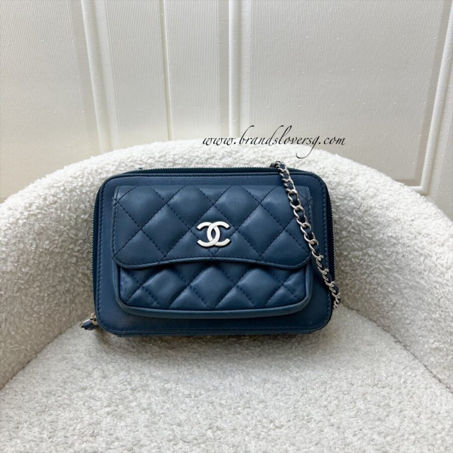 Chanel Seasonal Camera Bag in Blue Lambskin and SHW | Studio Nafay
