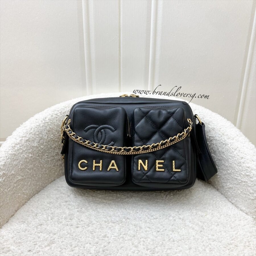 Chanel 22C Seasonal Camera Bag in Black Calfskin and AGHW (Model: ) | Studio Nafay