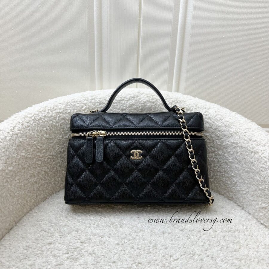 [Brand New Aug ] Chanel 25B Vanity / Clutch with Chain (LP Style Bag) in Black Caviar and LGHW (Model: ) | Studio Nafay