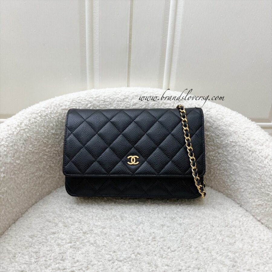 Chanel Classic Wallet on Chain WOC in Black Caviar and GHW Crossbody | Studio Nafay