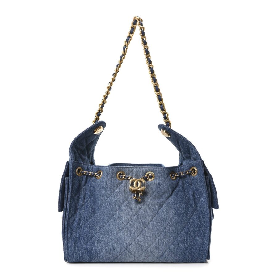 Washed Quilted Small Chanel 25 Handbag Blue | Studio Nafay