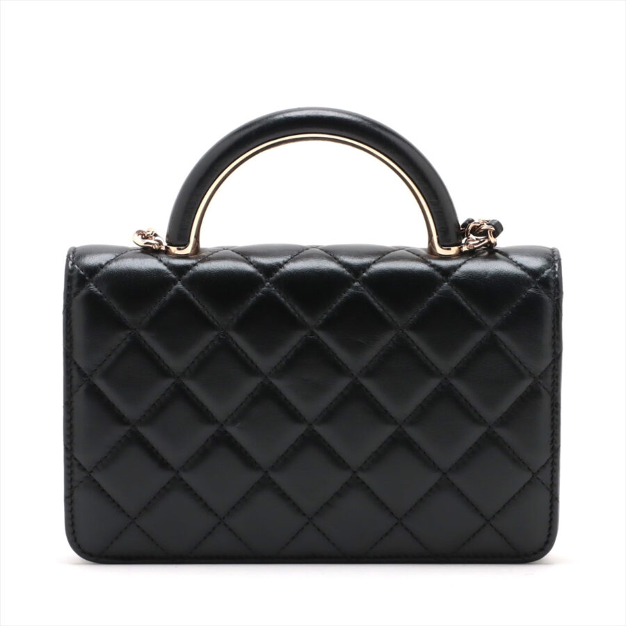 Chanel Lambskin Chain Wallet Top Handle Black G | Studio Nafay