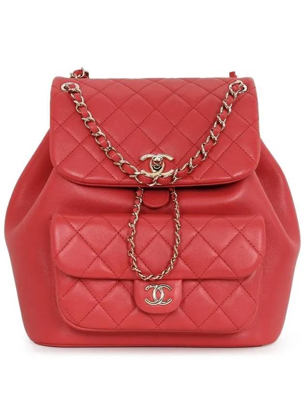 CC Logo Carpskin Backpack Red Chanel