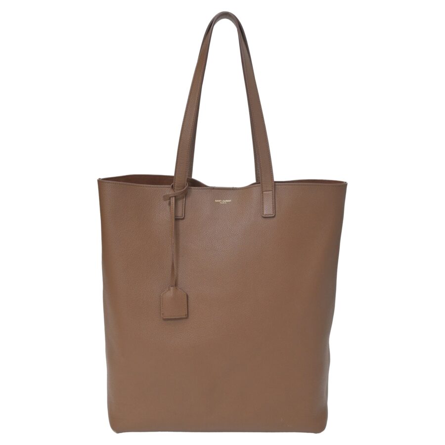 Saint Laurent N/S Shopping Tote Bag in Brown Leather | Studio Nafay
