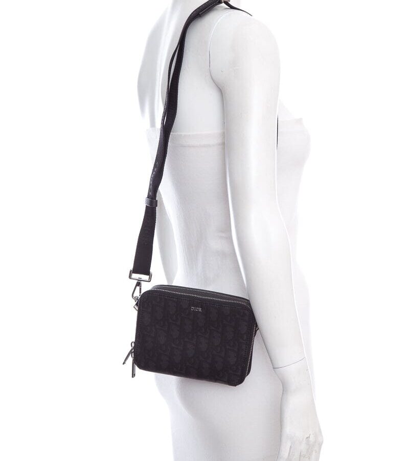 Dior Black Nylon Oblique Pouch Cross-Body | Studio Nafay