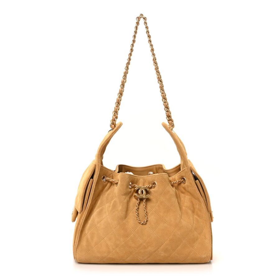 Suede Quilted Small Chanel 25 Handbag Beige | Studio Nafay