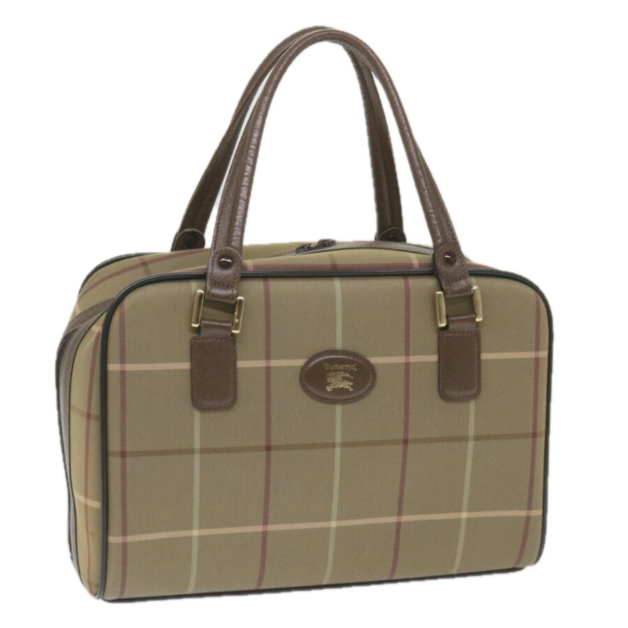 BURBERRYSs Nova Check Boston Bag Nylon Canvas Brown Auth ep2180 | Studio Nafay
