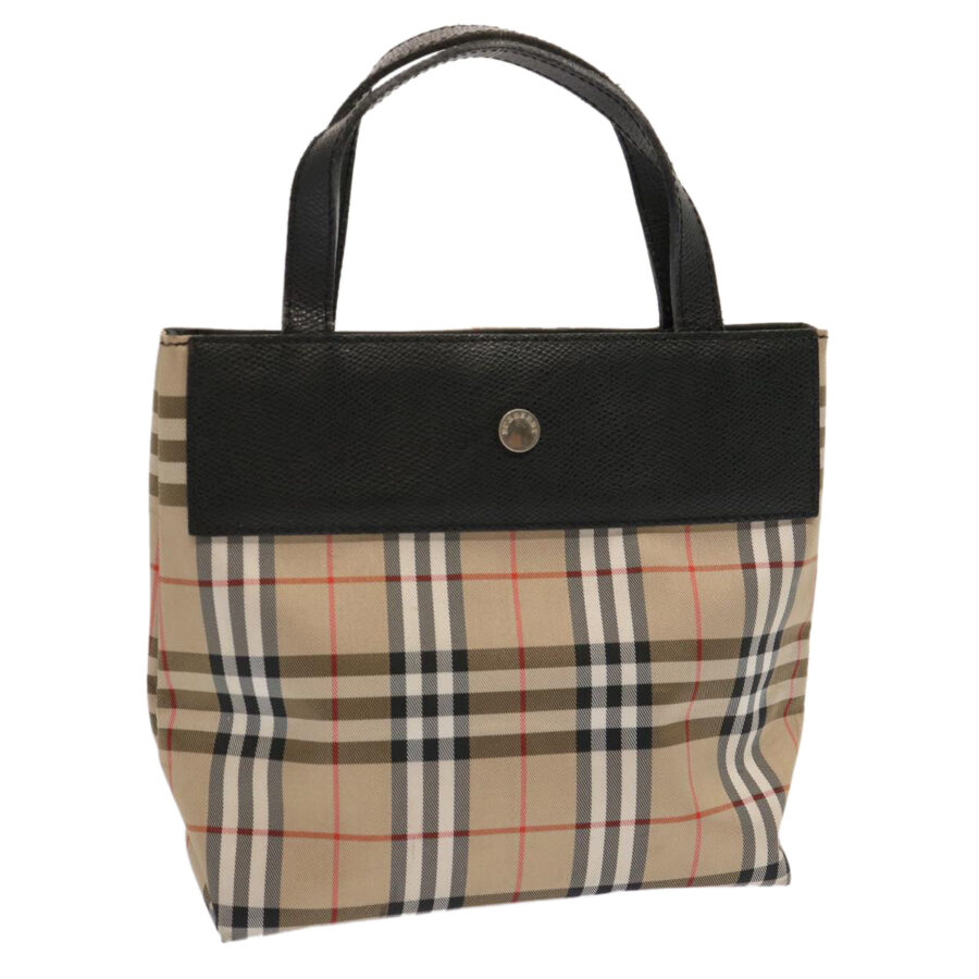 BURBERRY Nova Check Hand Bag Nylon Beige Auth ep4001 | Studio Nafay