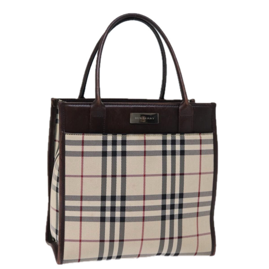Burberry Nova Check Hand Bag Canvas Beige Auth ep4103 | Studio Nafay
