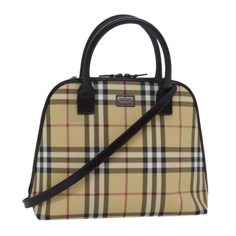 Burberry Nova Check Hand Bag PVC 2way Beige Auth ep4689 | Studio Nafay