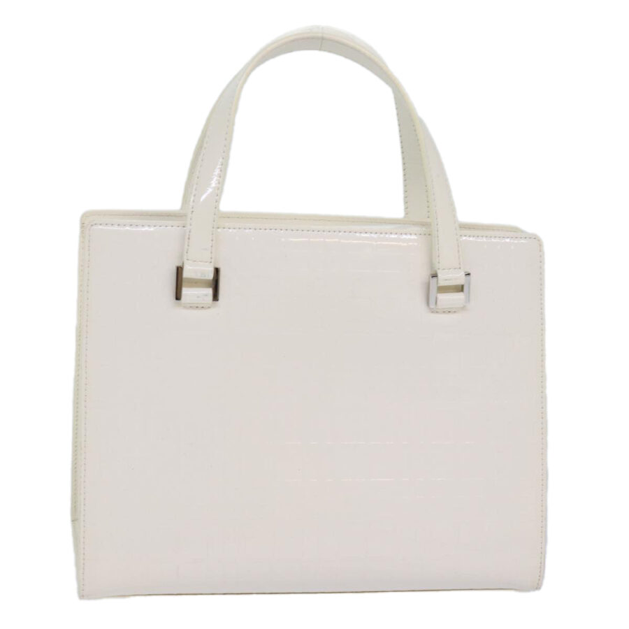 Burberry Nova Check Hand Bag Enamel White Auth ep4744 | Studio Nafay