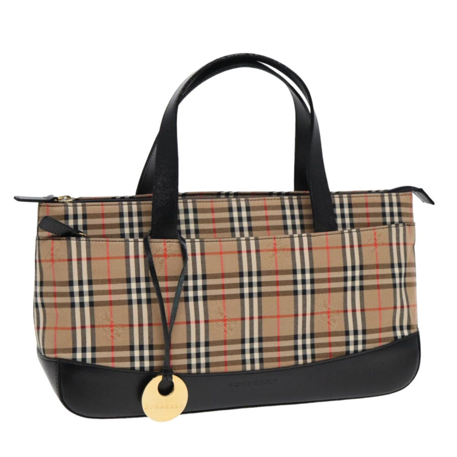 Burberry Nova Check Hand Bag Canvas Beige Auth ep4904 | Studio Nafay