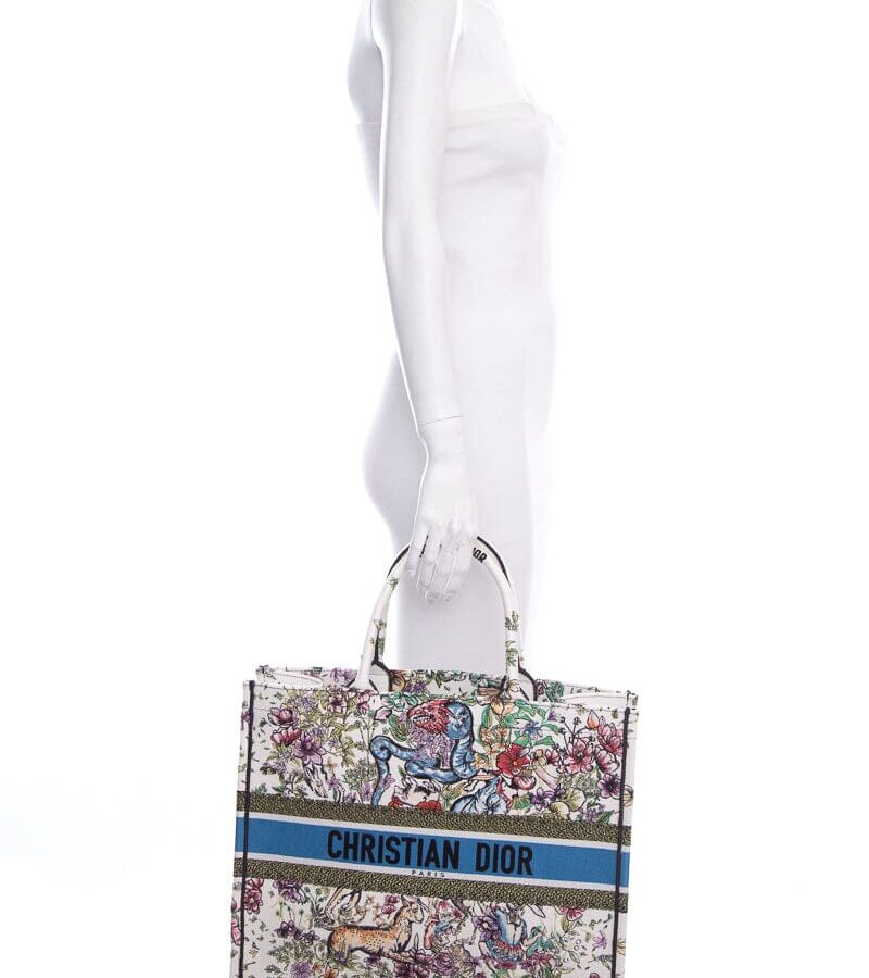 Dior White Floral Woodland Embroidered Book Tote Handbag | Studio Nafay