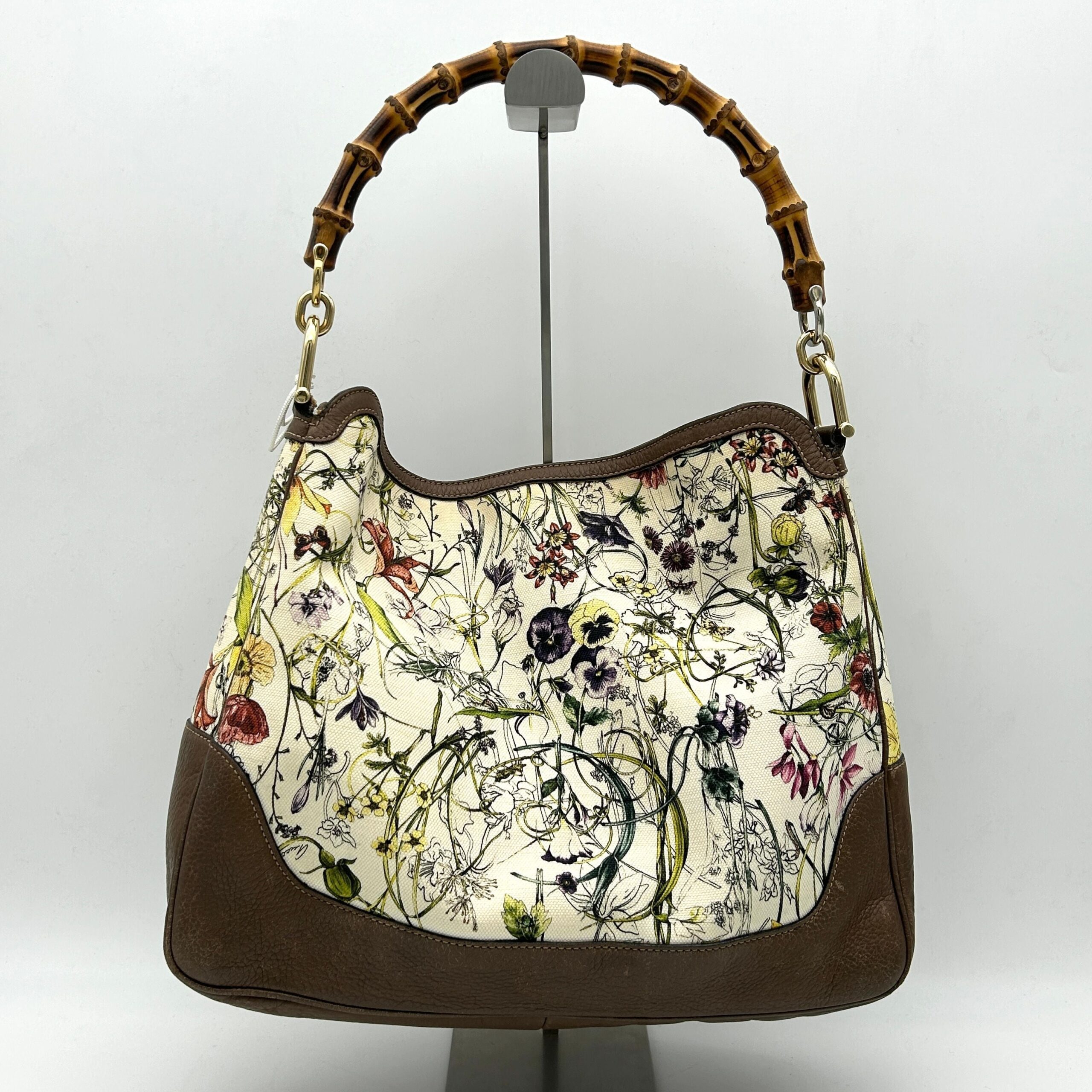Gucci Large Diana Flora Bamboo Bag – Neutrals Shoulder Bags, Handbags