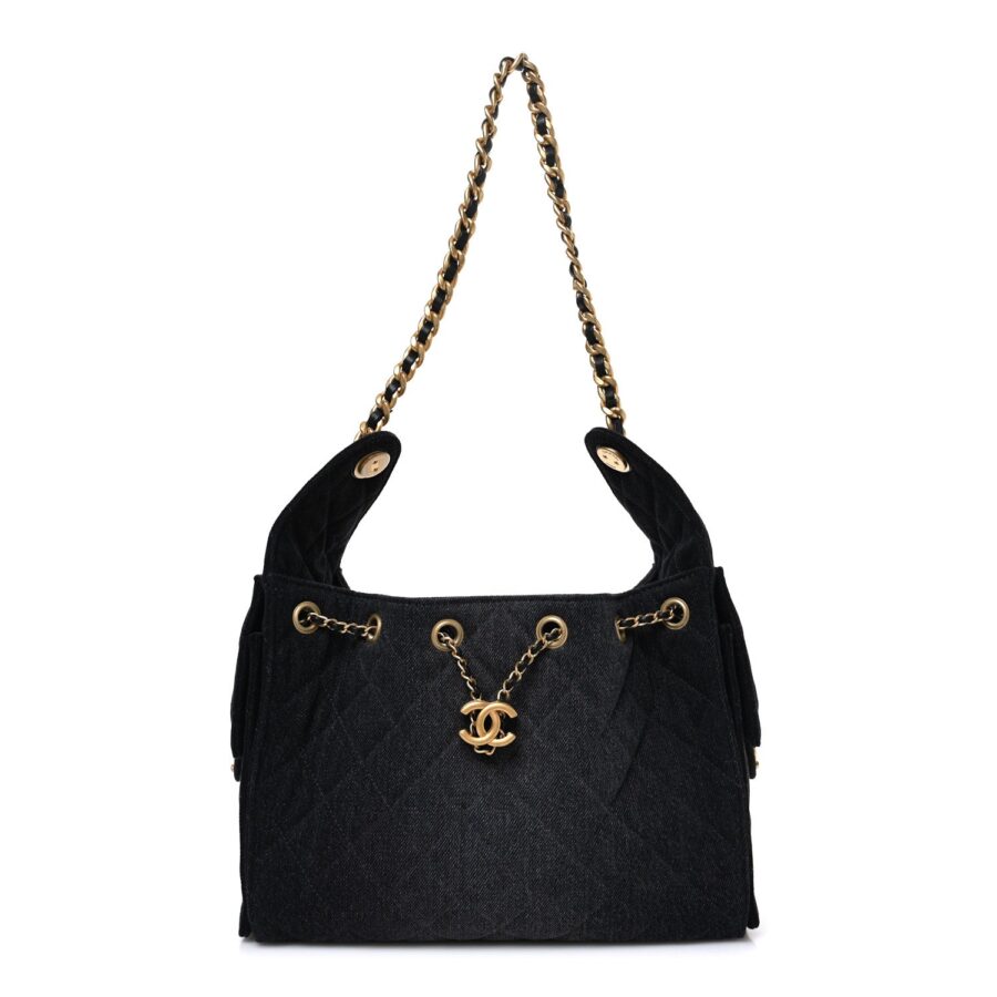 Washed Quilted Small Chanel 25 Handbag Black | Studio Nafay