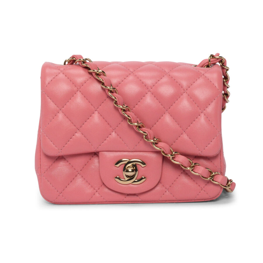 Chanel Pink Quilted Lambskin Mini Square Classic Flap Bag | Studio Nafay
