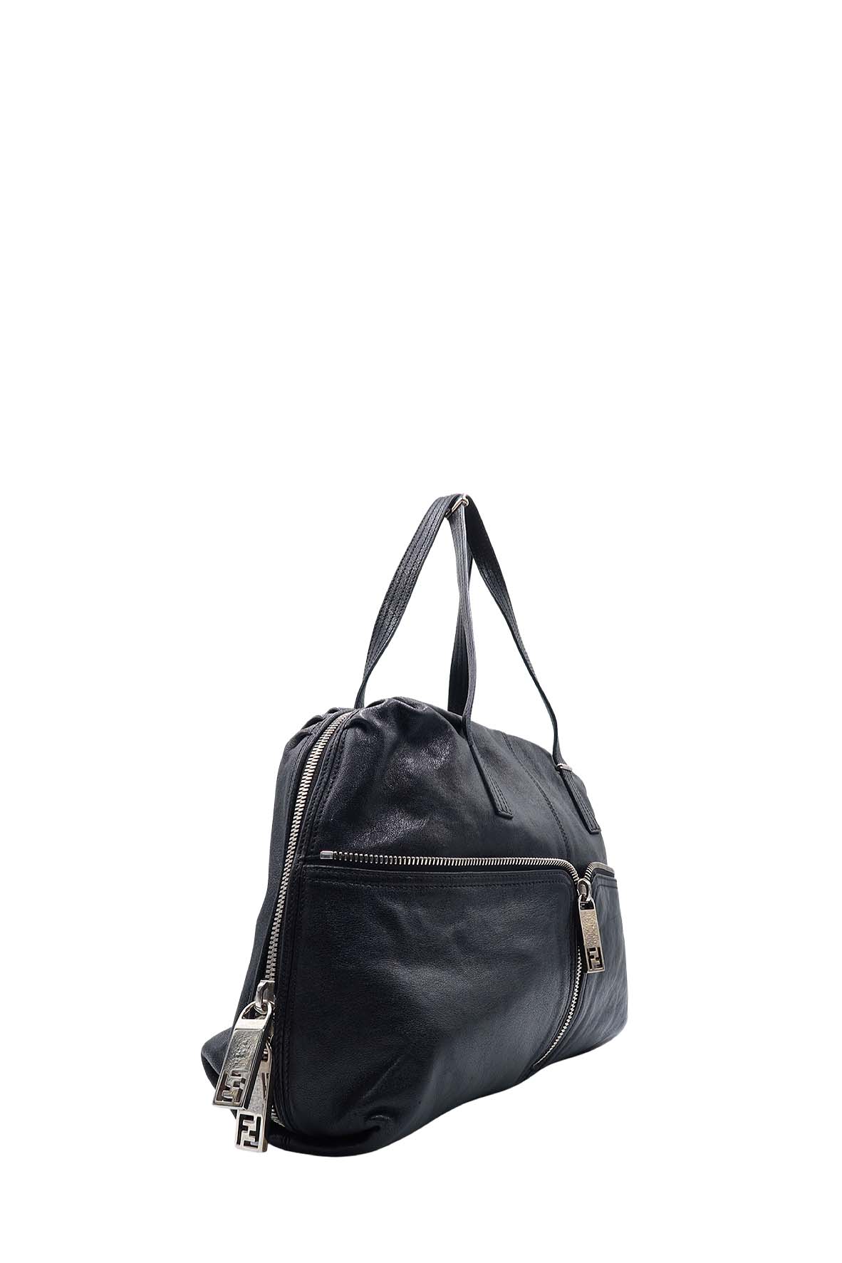 Front Zip Satchel Bag Black