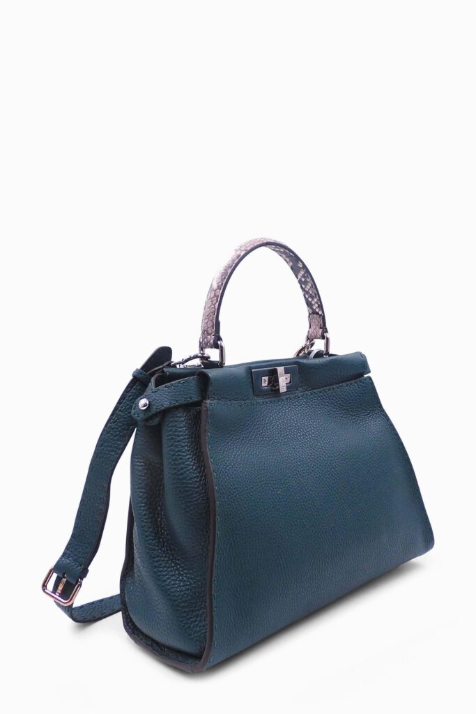 Regular Selleria Peekaboo Python Handle Bag Dark Teal - Product Image 2