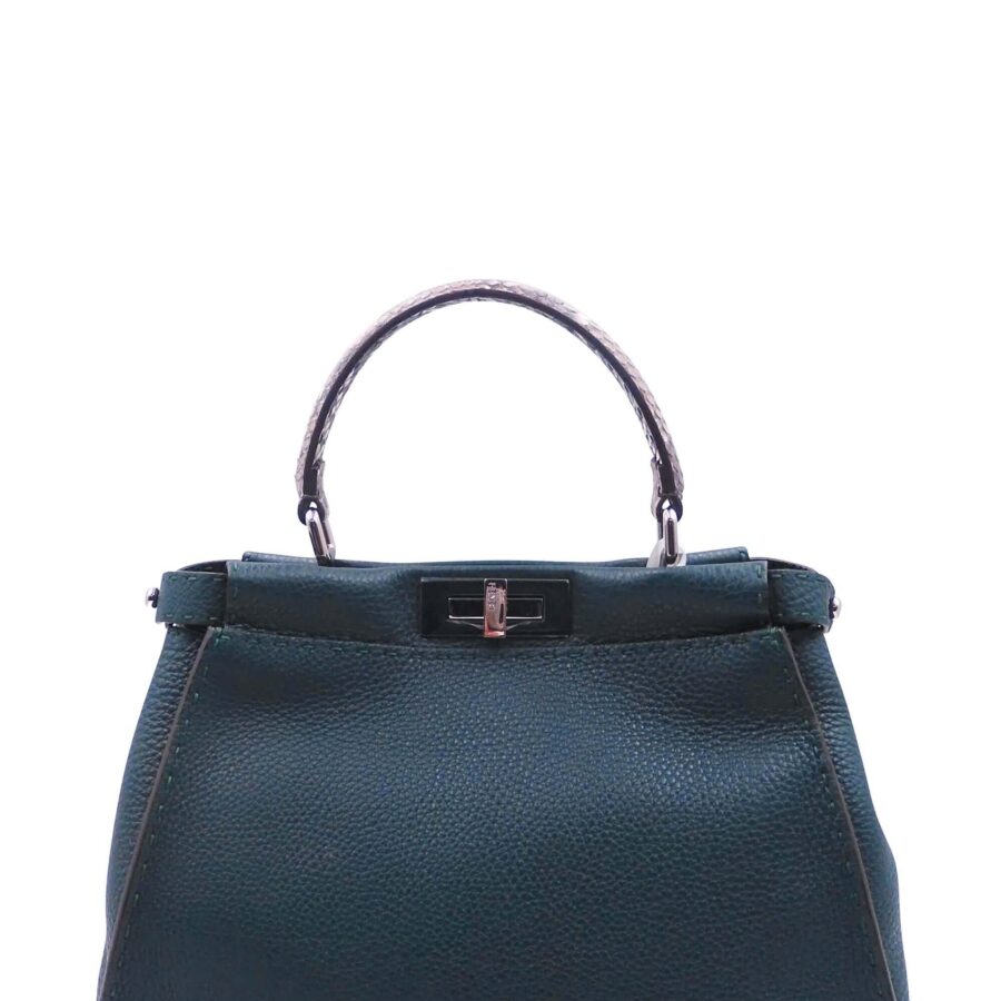 Regular Selleria Peekaboo Python Handle Bag Dark Teal | Studio Nafay