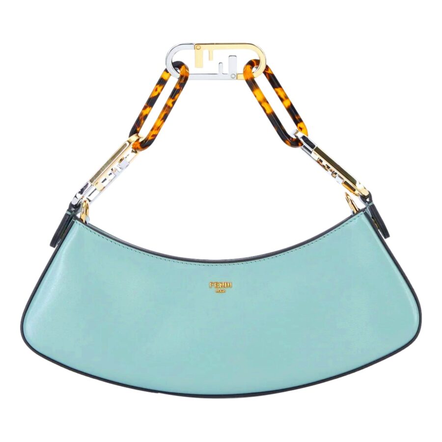 Fendi O'Lock Swing Tiffany Blue Calf Leather Small Hobo Shoulder Bag | Studio Nafay