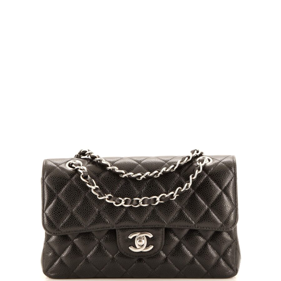 CHANEL Classic Double Flap Bag Quilted Caviar Small | Studio Nafay