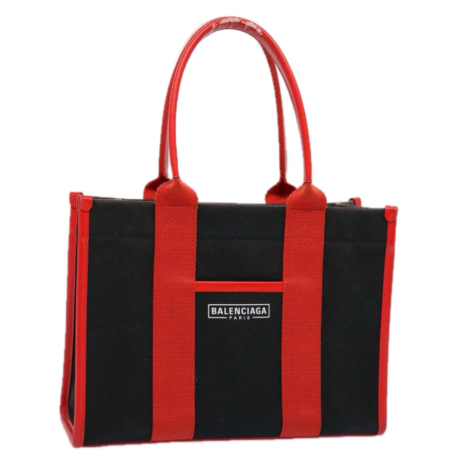 BALENCIAGA Hard Ware Small Hand Bag Canvas Black Red 671402 Auth fm3051 | Studio Nafay