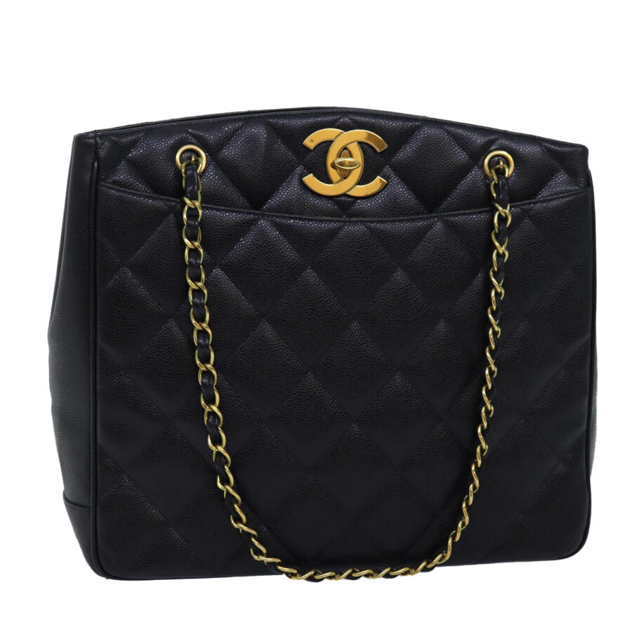 Chanel Big Matelasse Chain Shoulder Bag Caviar Skin Black CC Auth fmA | Studio Nafay
