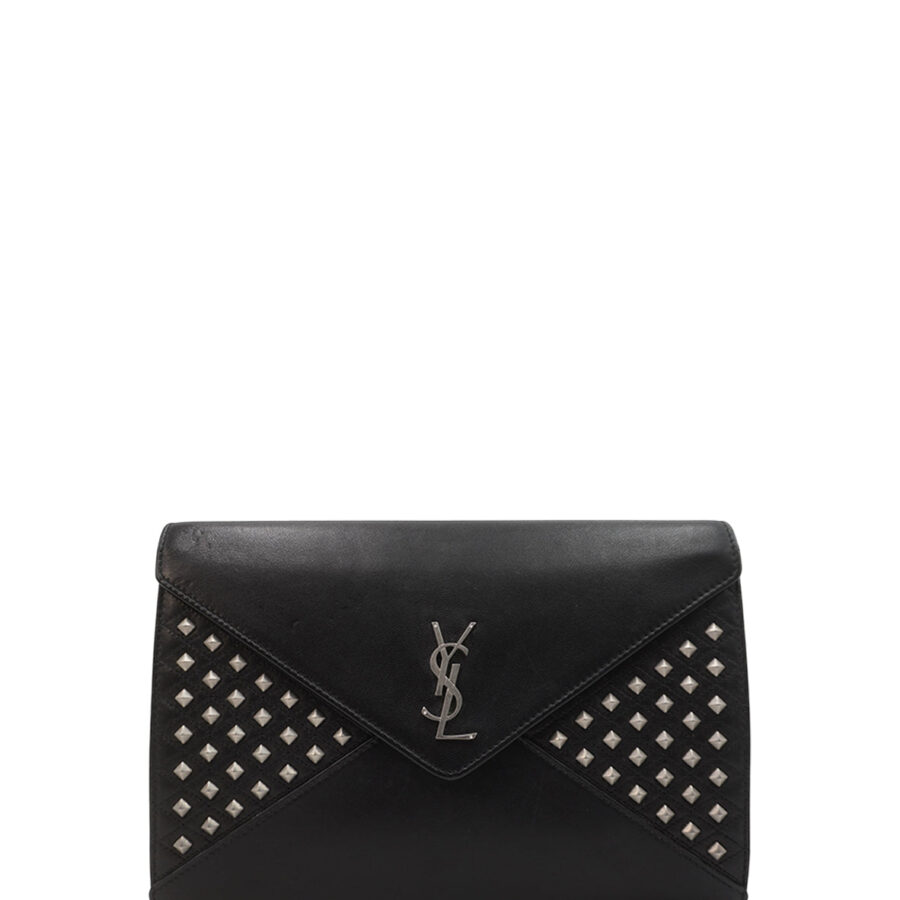 Gaby Studded Leather Shoulder Bag Black | Studio Nafay