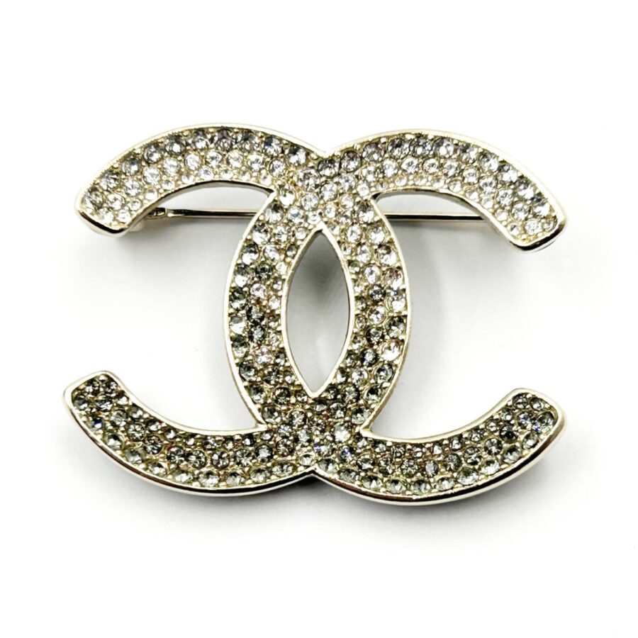 Chanel Brand New Silver Grey Ombre Black Curve Brooch | Studio Nafay