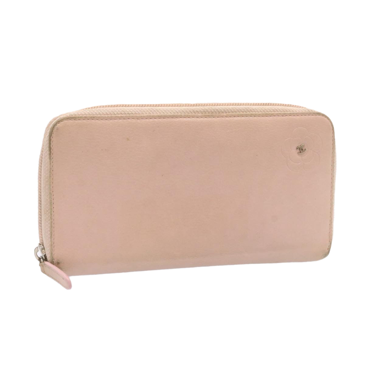 Chanel Camelia Zip Around Wallet Leather Pink CC Auth amg