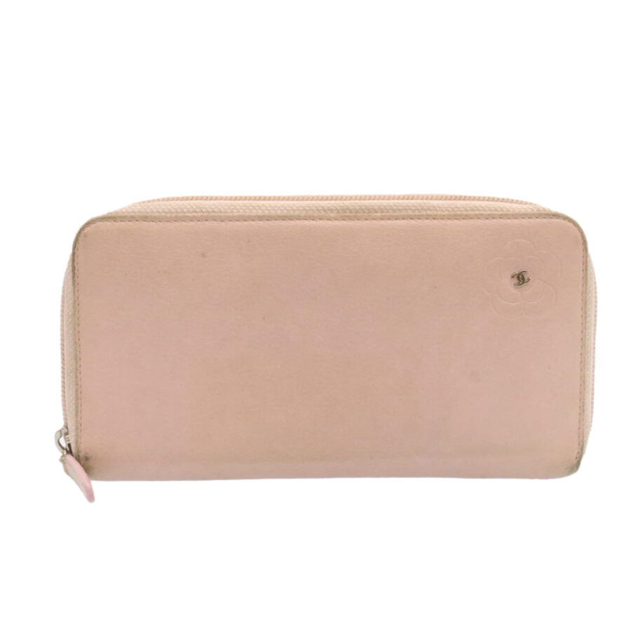Chanel Camelia Zip Around Wallet Leather Pink CC Auth amg | Studio Nafay