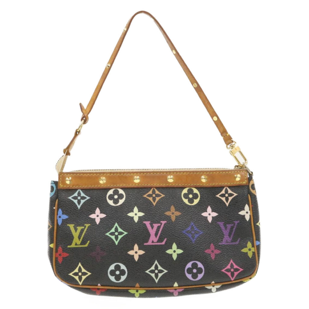 LOUIS VUITTON Multicolor Pochette Accessoires Pouch Black LV Auth am340g - Product Image 2