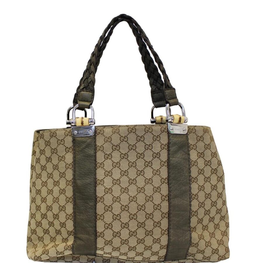 Gucci Bag Bamboo Bar 232947 Beige Gg Monogram Canvas Tote | Studio Nafay