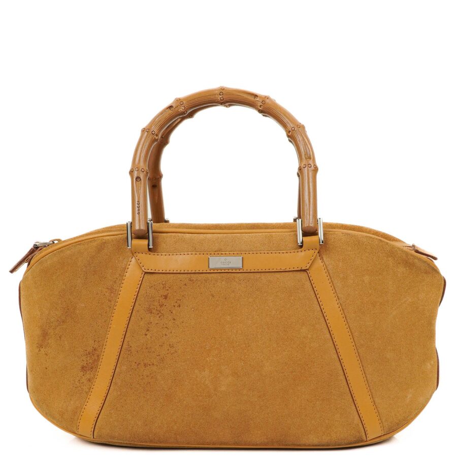Gucci Brown Suede and Leather Bamboo Top Handle | Studio Nafay