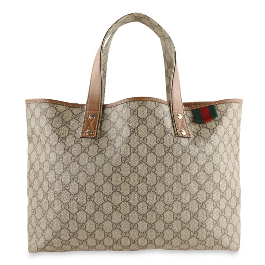 Gucci Large Gg Brown Coated Canvas Tote | Studio Nafay