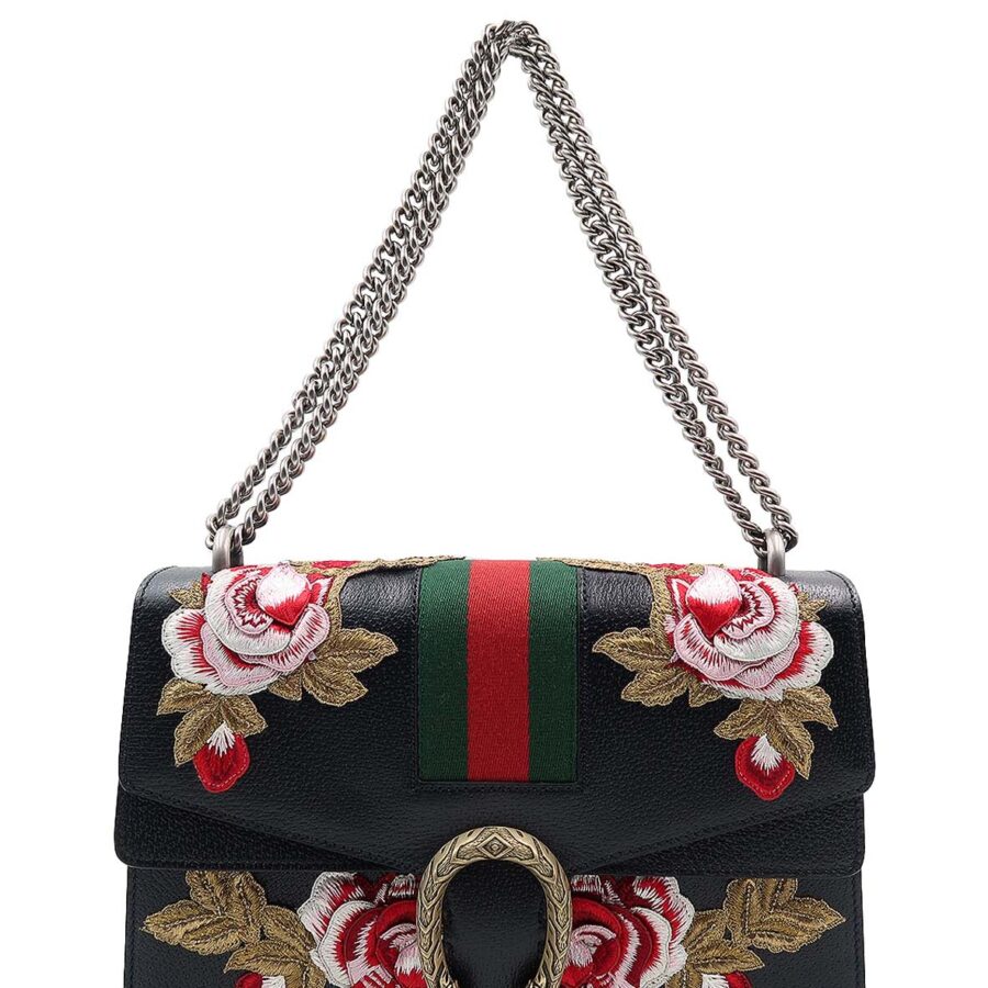 Medium Floral Embroidered Dionysus Black | Studio Nafay