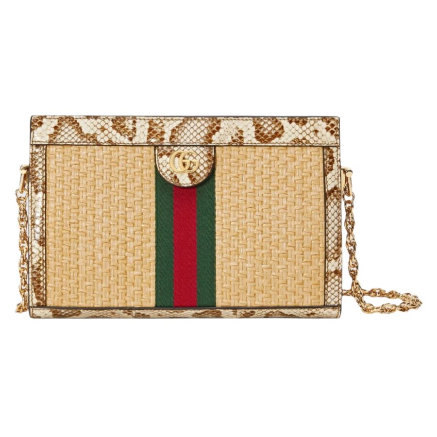 GUCCI Ophidia Straw Small Shoulder Bag | Studio Nafay