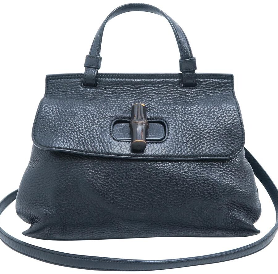 Gucci Shopper Tote Bag Bamboo Daily Top Handle Small Leather Black Calfskin Satchel | Studio Nafay