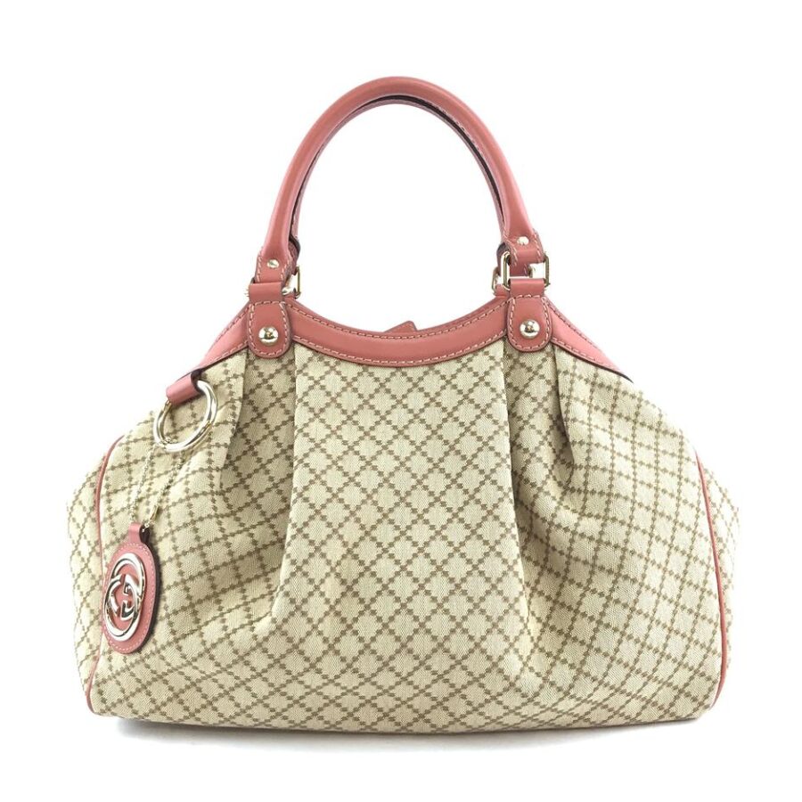 Gucci Sukey Hobo Gg Diamante Tote Leather Brown and Orange Canvas Shoulder Bag | Studio Nafay