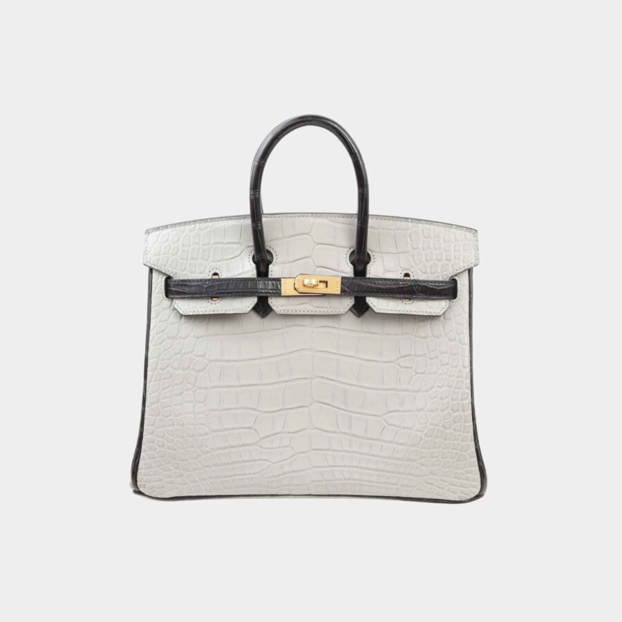 Birkin 25 HSS Matte Alligator Gris Perle/ Black GHW | Studio Nafay