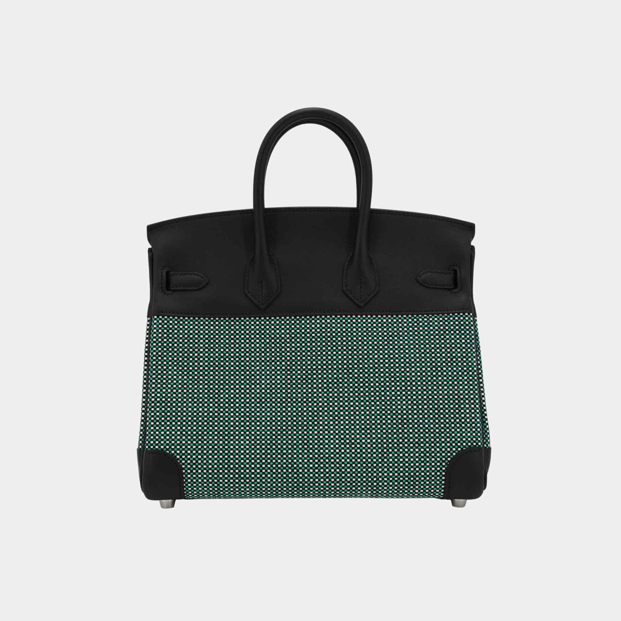 Birkin 25 Swift-Toile Quadrille Canvas Menthe/ Black PHW