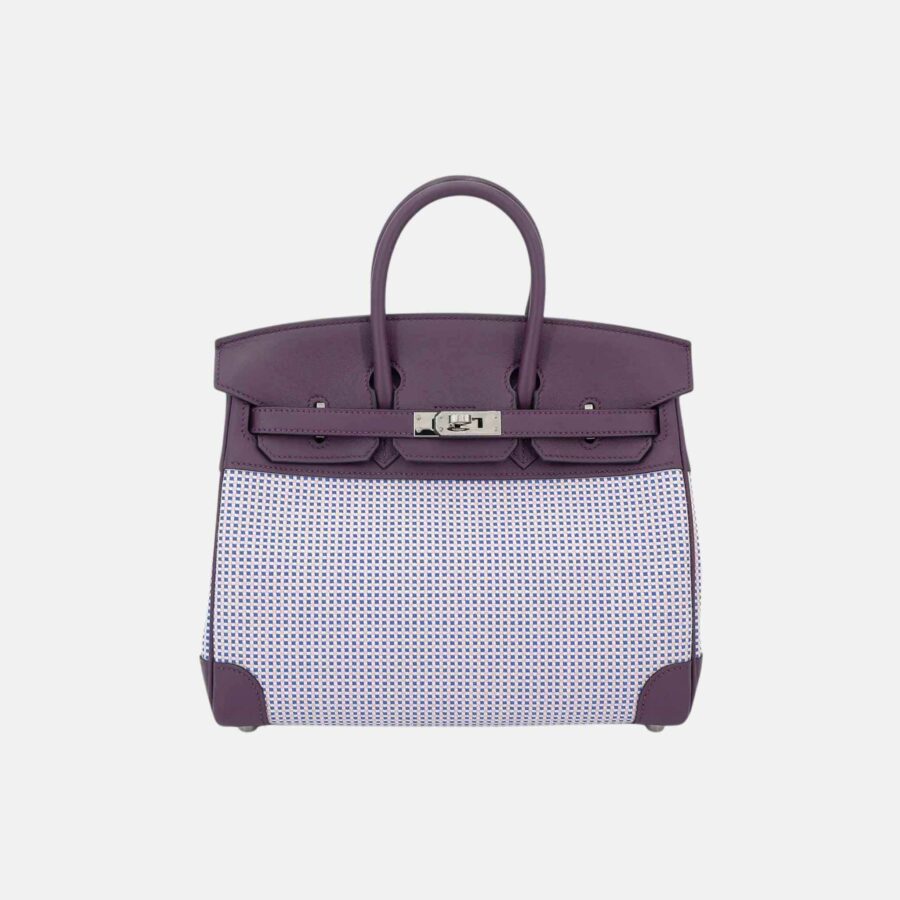Birkin 25 Swift-Toile Quadrille Canvas Cassis/ Mauve Sylvestre/ Ecru PHW | Studio Nafay