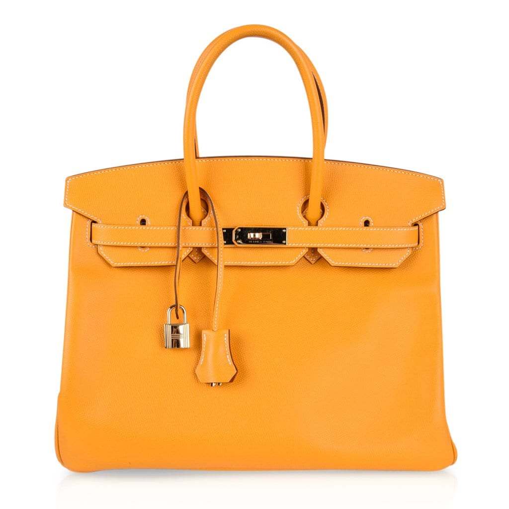 Hermes Birkin 35 Bag Yellow Jaune D’Or Candy Limited Edition Epsom Permabrass