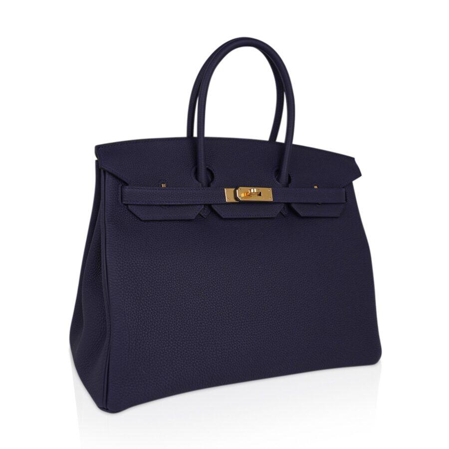 Hermes Birkin 35 Bag Blue Nuit Gold Hardware Togo Leather | Studio Nafay