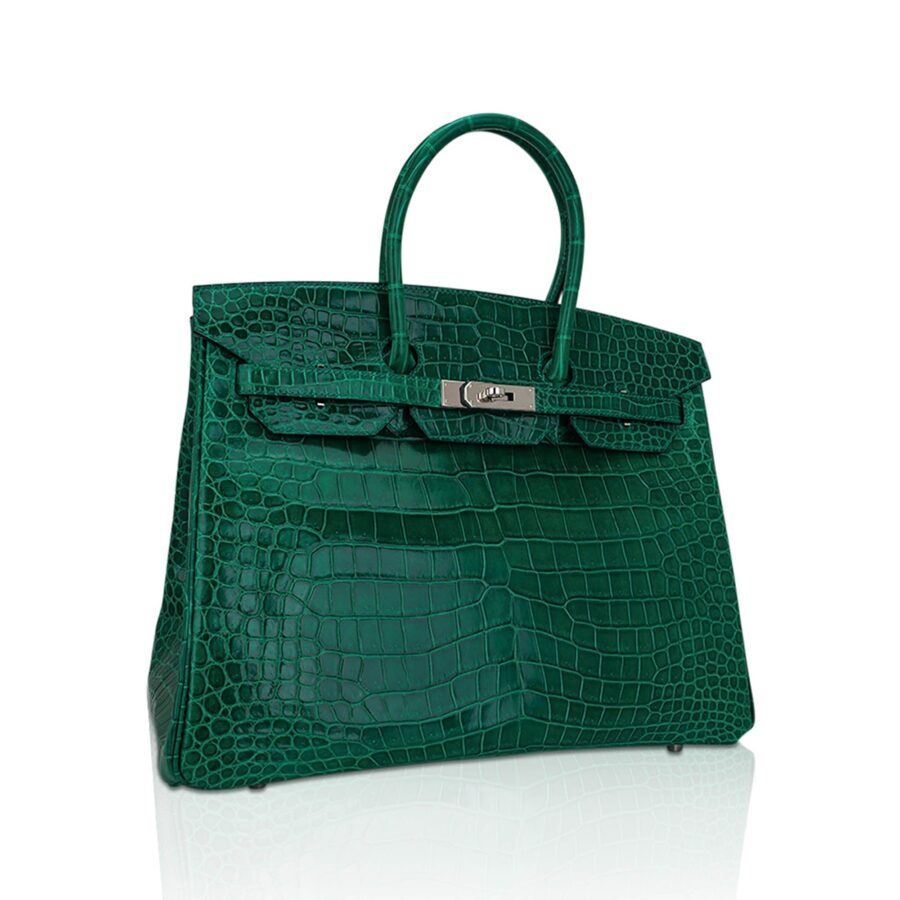 Hermes Birkin 35 Bag Emerald Porosus Crocodile with Palladium Hardware | Studio Nafay