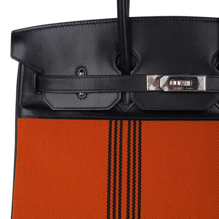 Hermes Birkin 35 Bag Potamus Toile / Box Limited Edition Palladium Hardware | Studio Nafay